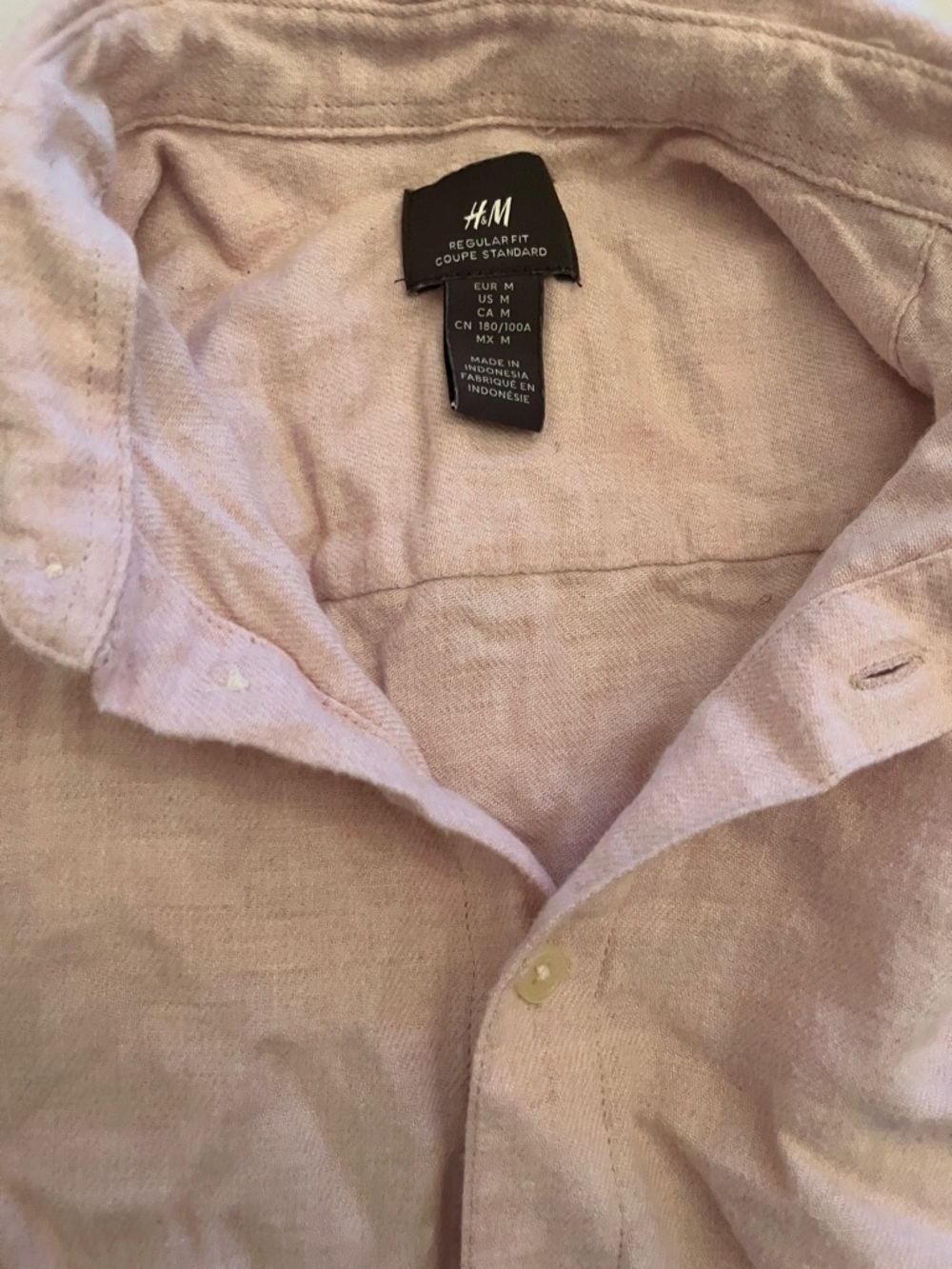 H&M Soft Pink Linen Button-Down Shirt